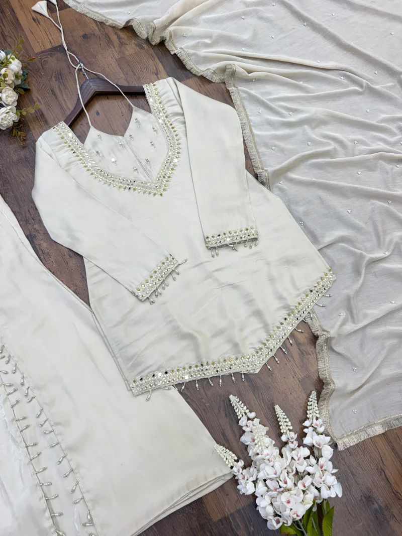 Jf 054 Roman Glass With Real Mirror Work Plazzo Suits